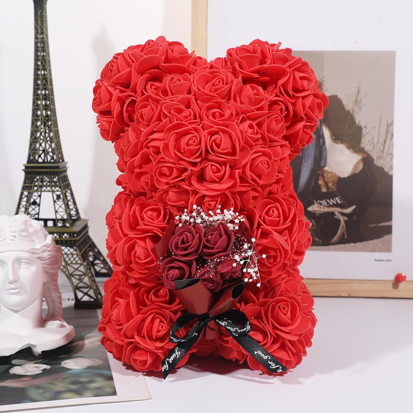 Rose Bear,Flower Rose Teddy Bear Gifts for Women, Gifts for Girlfriend, Rose Flower Bear over 250 Flowers, Gifts for Mothers Day(Red)